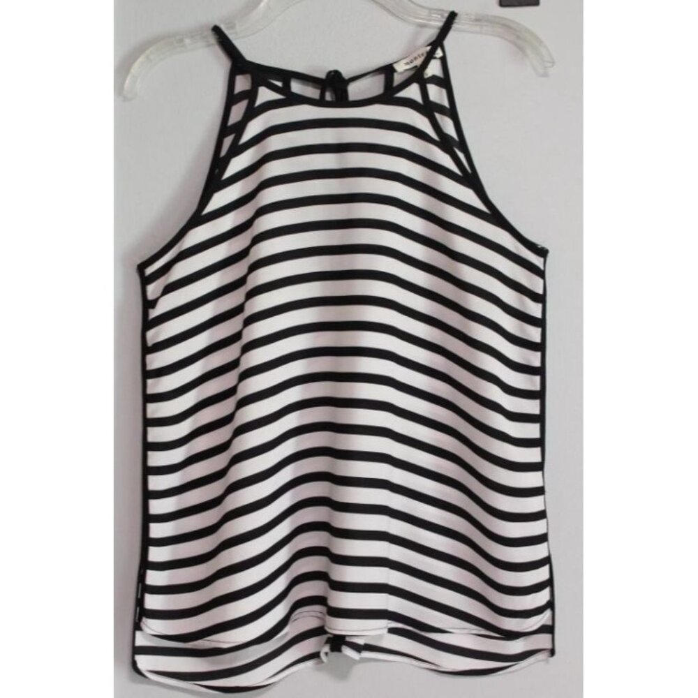 Monteau Los Angeles Black & White Stripe Tie Back Sleeveless Tank Top Size Small - Picture 10 of 16